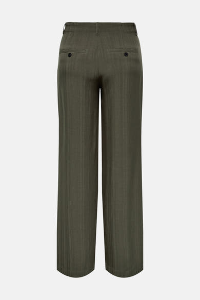 Pantalon de costume brun ONLY, avec motif à chevrons, poches arrière boutonnées et coupe ample.