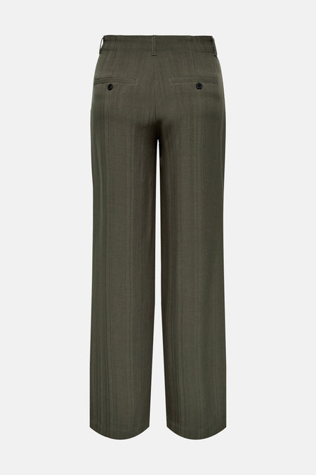 Bruine Only pantalon de costume, met visgraatpatroon, achterzakken met knoopsluiting en een losse pasvorm.