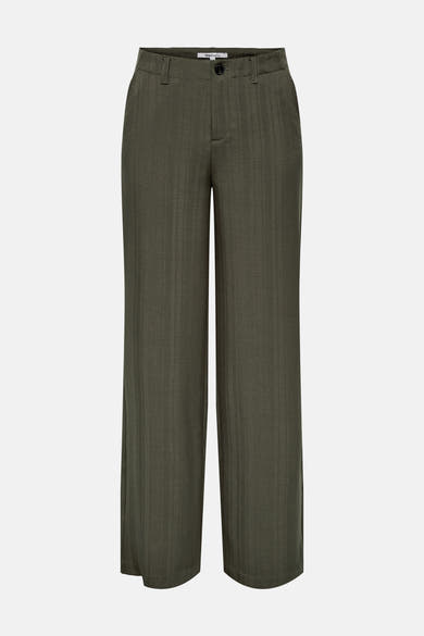 Pantalon de costume brun par ONLY, à rayures verticales discrètes sur un tissu texturé.
