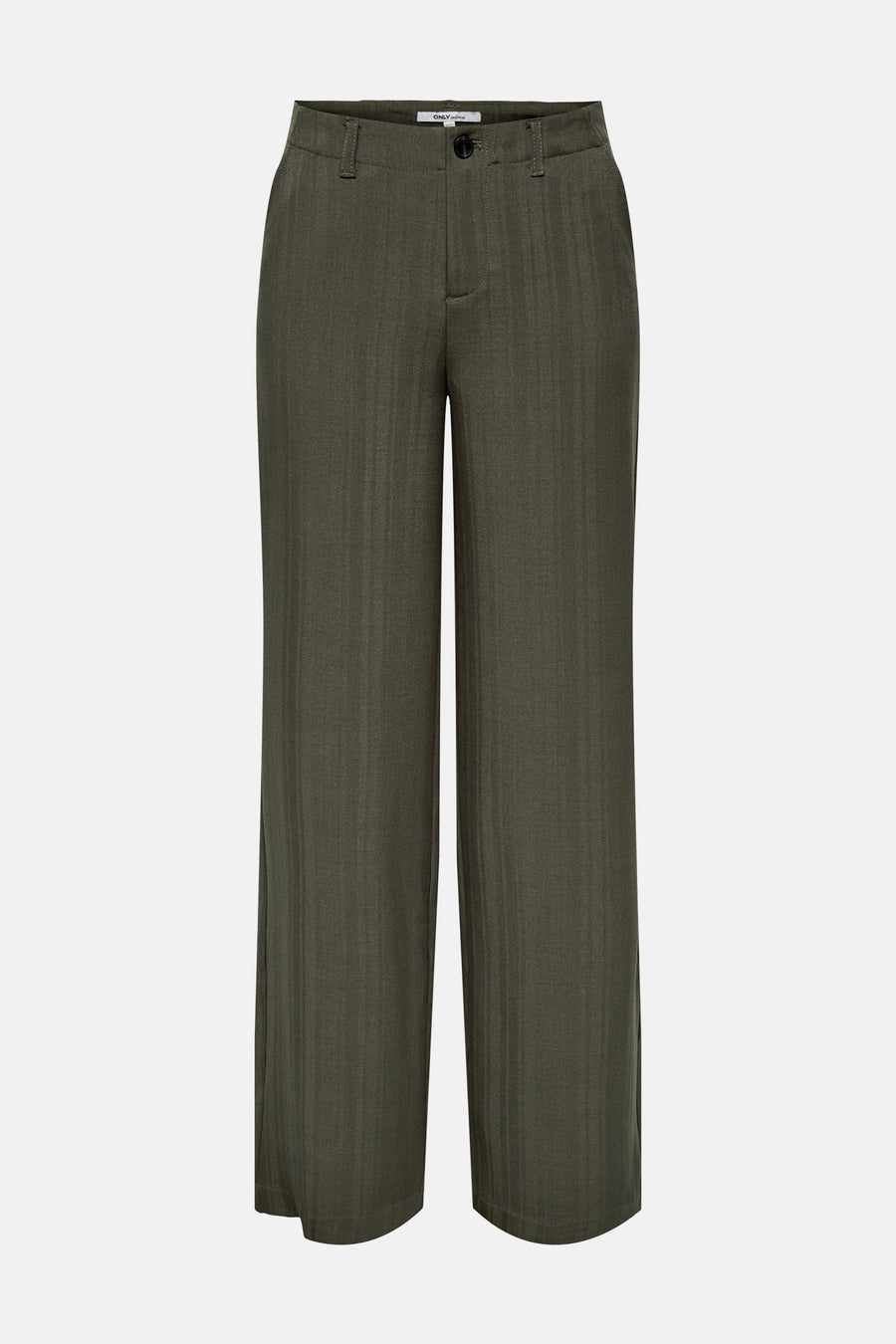 Pantalon de costume brun par ONLY, à rayures verticales discrètes sur un tissu texturé.