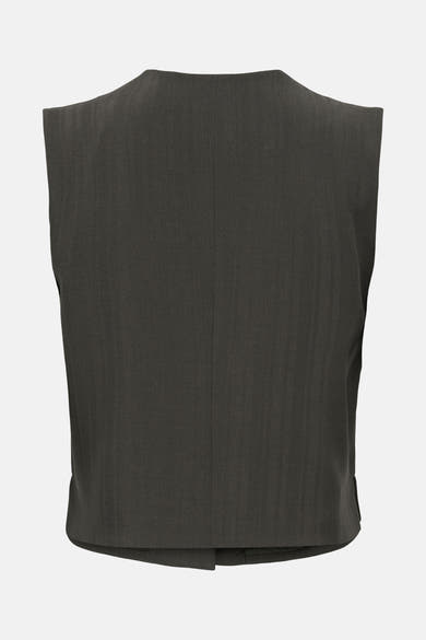 Gilet marron de ONLY, vue arrière, avec un motif à fines rayures subtiles.