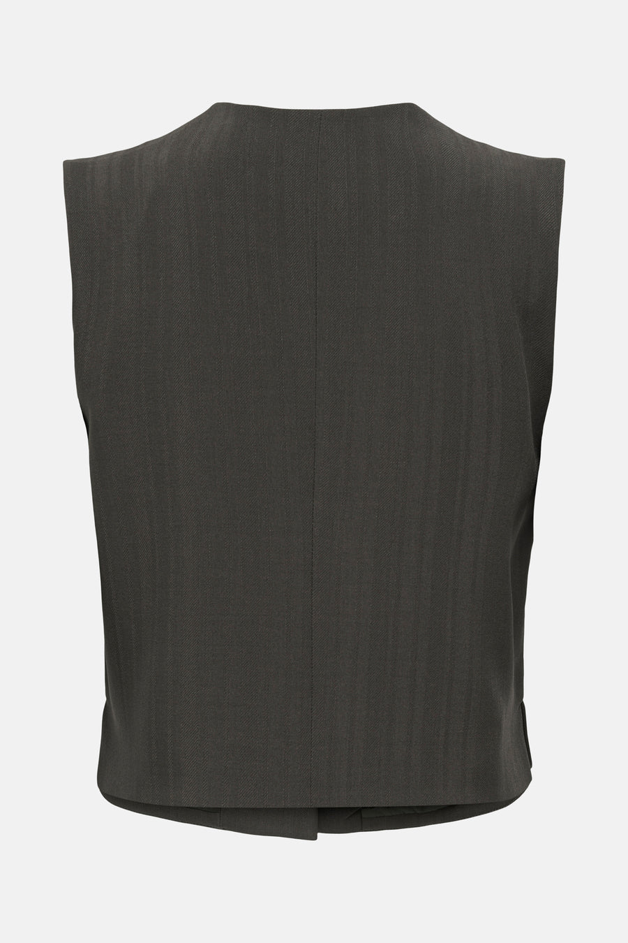 Gilet marron de ONLY, vue arrière, avec un motif à fines rayures subtiles.