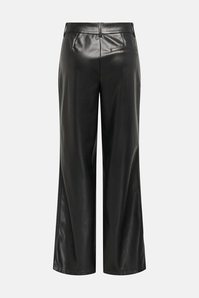 Pantalon noir en similicuir de ONLY, avec une poche arrière, sur fond uni.
