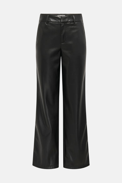 Pantalon noir en similicuir de ONLY, coupe ample et jambes larges.