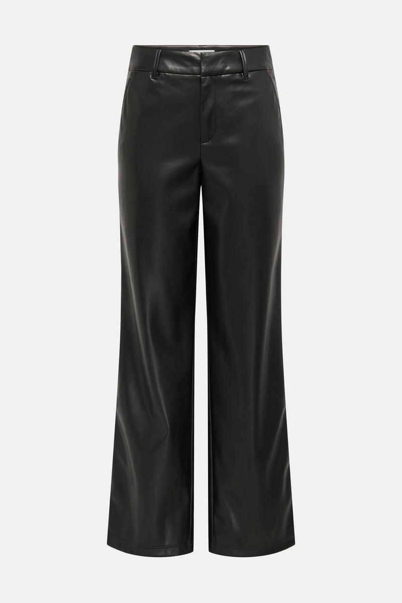 Pantalon noir en similicuir de ONLY, coupe ample et jambes larges.