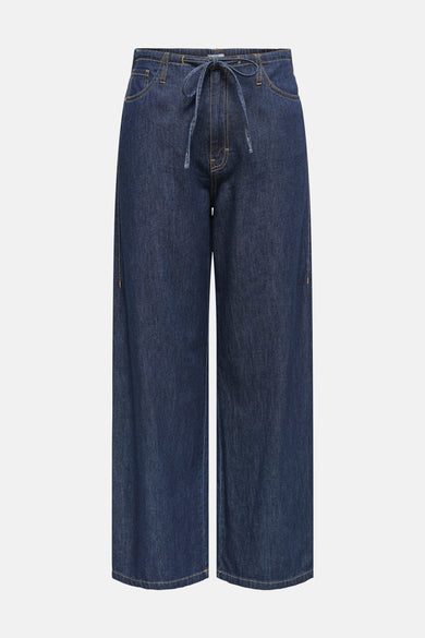 Jeans larges en denim bleu foncé de JDY avec cordon de serrage à la taille.