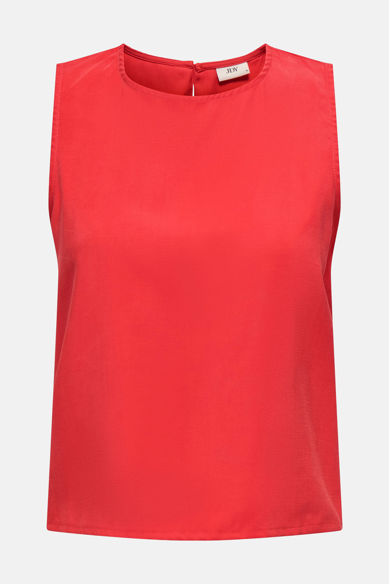 Blouse rouge sans manches de JDY, avec une encolure arrondie et une fermeture à bouton discrète.
