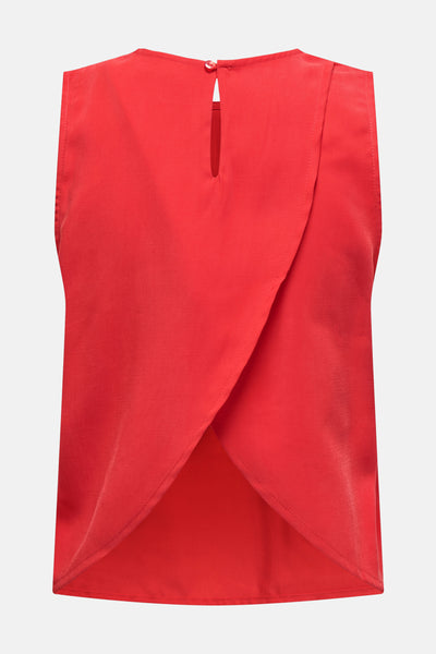 Chemisier rouge sans manches de JDY, avec un dos croisé et une boutonnière.
