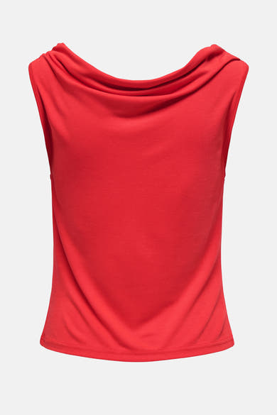 Top sans manches rouge de JDY avec un col drapé et un ourlet droit.