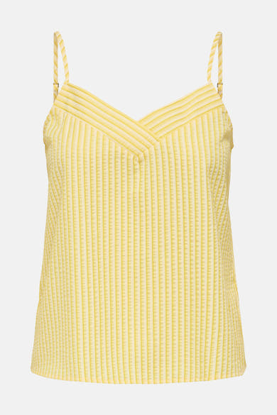 Gele mouwloze blouse van JDY, getextureerde verticale strepen en dunne verstelbare bandjes.