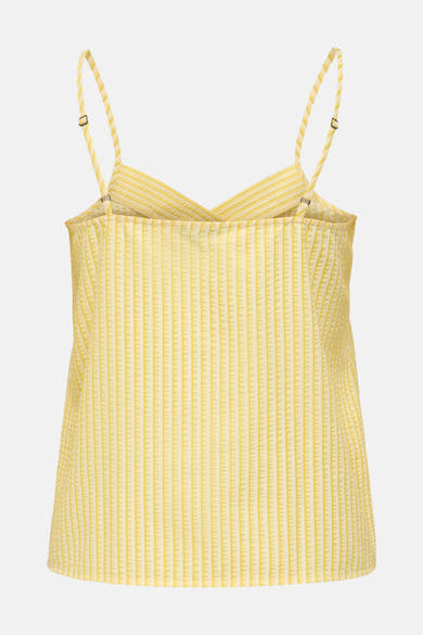 Gele mouwloze blouse van JDY met verticale strepen en verstelbare bandjes, achterzicht.