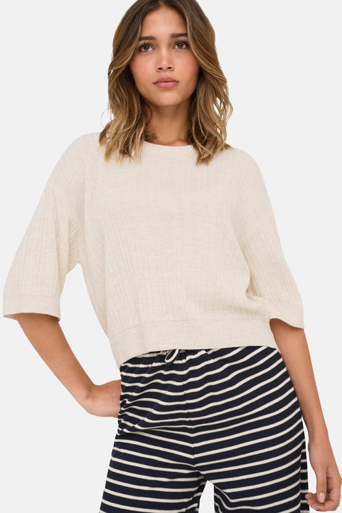 Pull met ronde hals - beige