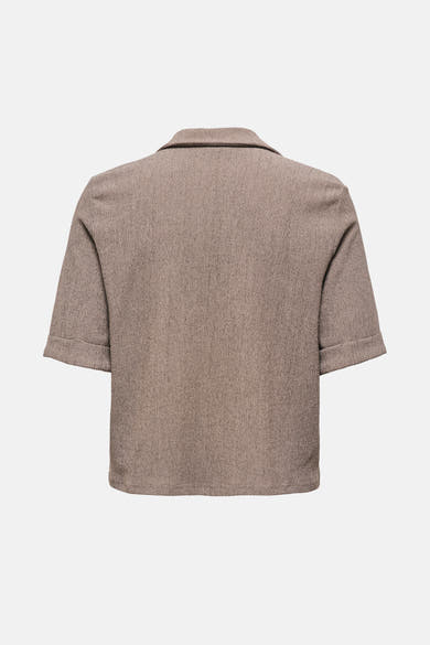 Chemise à manches courtes beige de JDY, avec un motif texturé subtil et des manches à revers.