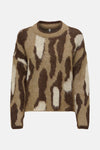 Multikleuren rondehals trui van ONLY, met een dierenprint en een zachte, pluizige textuur.