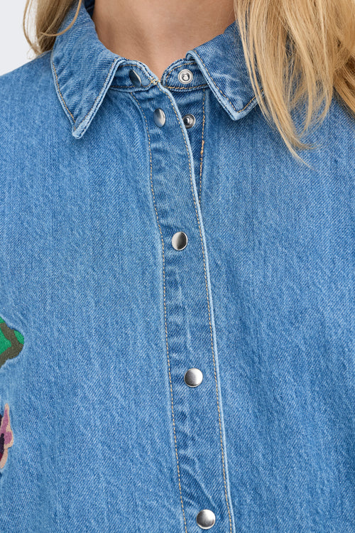 ONLGRACE 3/4 SLV SHIRT EMB FLOWER DNM