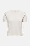 Pull beige en maille de JDY, avec des manches courtes bouffantes.
