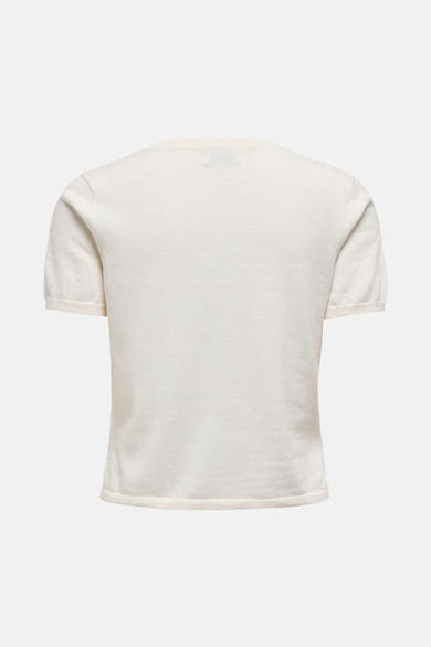 Pull beige de JDY, en maille fine, avec manches courtes.