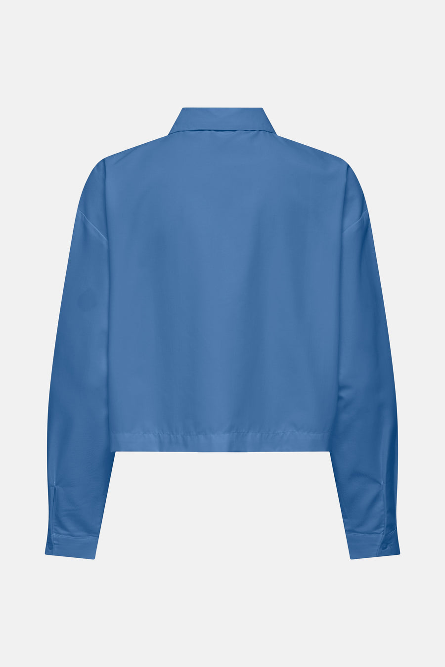 Blauwe blouse met lange mouwen van JDY, achterkant, met een klassieke kraag.