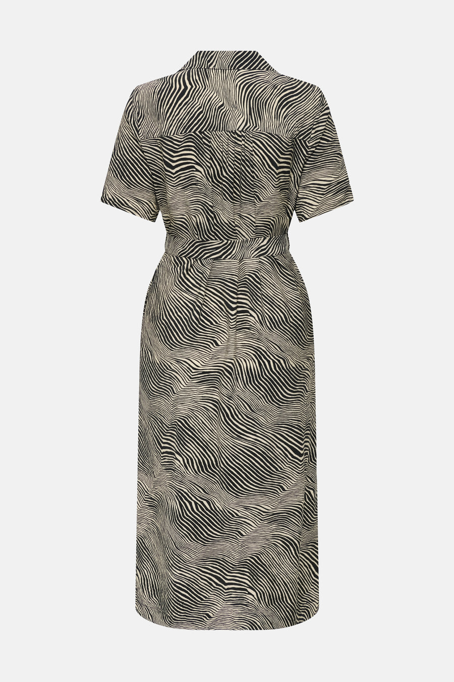 Robe à manches courtes multicolore de JDY avec motif zébré ondulé, longueur midi et ceinture à la taille.