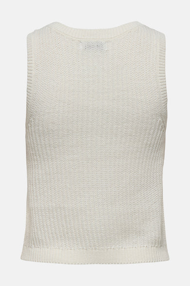 Top sans manches beige de JDY avec une texture tricotée et une encolure arrondie.