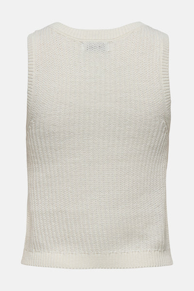 Top sans manches beige de JDY avec une texture tricotée et une encolure arrondie.
