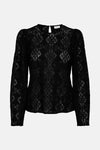 Zwarte blouse met lange mouwen van JDY, met bloemenpatroon in kant.