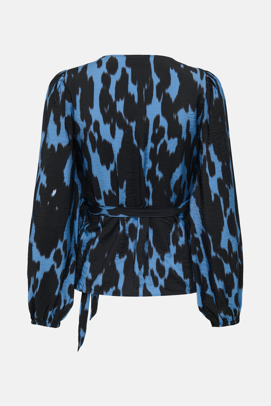 Blouse met lange mouwen in het blauw van JDY, met zwarte slangenprint en strikceintuur.