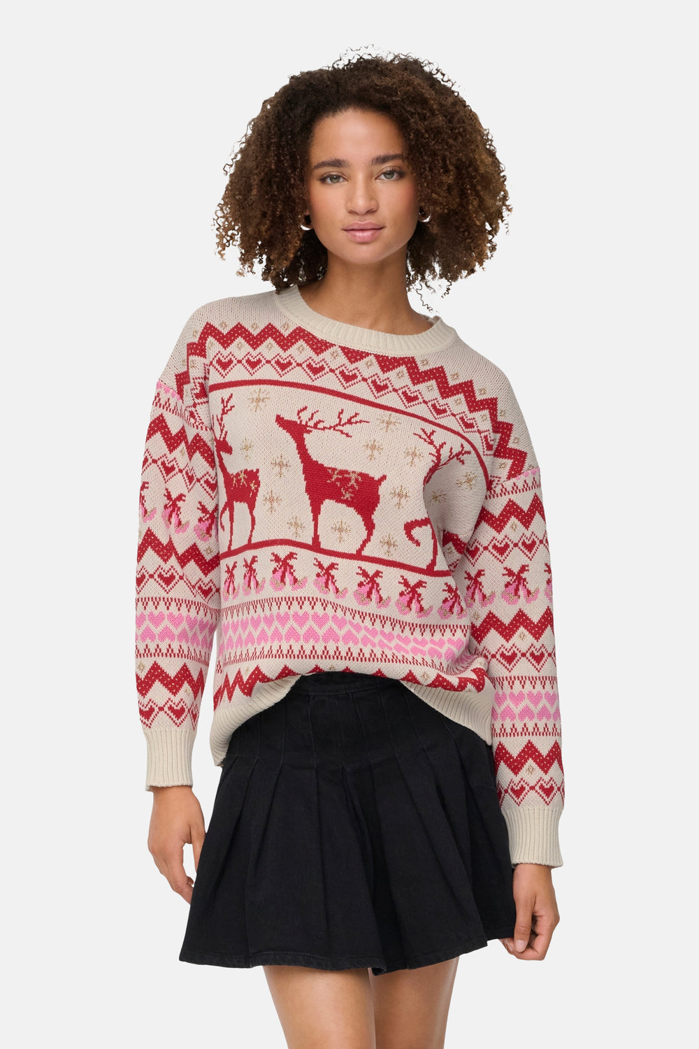 ONLXMAS RAIN LS GLITTER O-NECK KNT