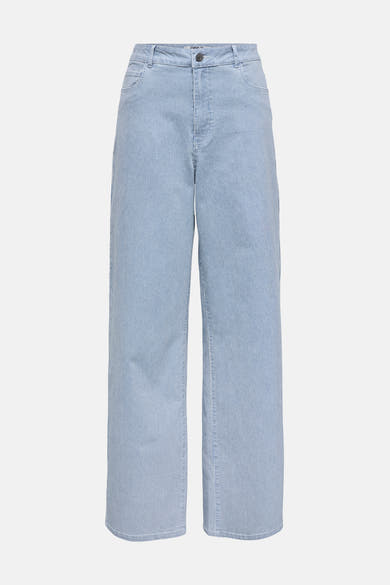 Pantalon en denim bleu clair de ONLY, avec rayures verticales blanches.