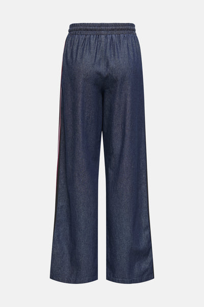 Pantalon bleu foncé en denim par ONLY®, avec une bande décorative sur le côté.