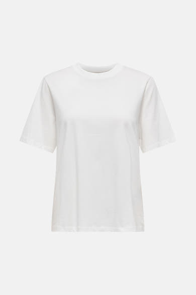 Wit T-shirt met korte mouwen van ONLY, met de tekst "Feeling Good Feeling" op de achterkant gedrukt.