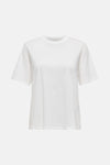 Wit T-shirt met korte mouwen van ONLY, met de tekst "Feeling Good Feeling" op de achterkant gedrukt.