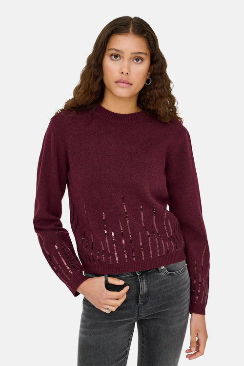 Pull met ronde hals - Bordeaux