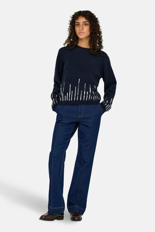 Pull met ronde hals - blauw