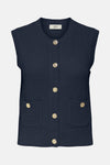 Marineblauwe tanktop van JDY in textuurgebreide stof, achterzijde.