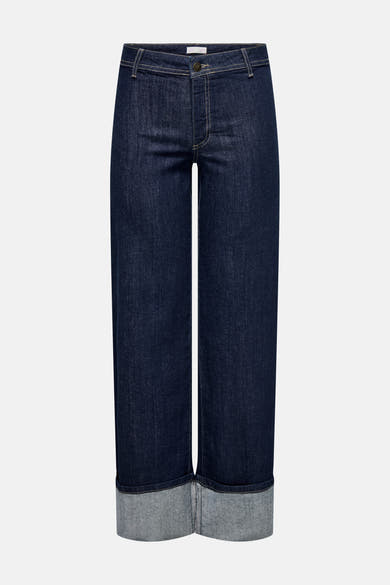 Wijde jeans in donkerblauw denim van JDY met omgeslagen zomen.
