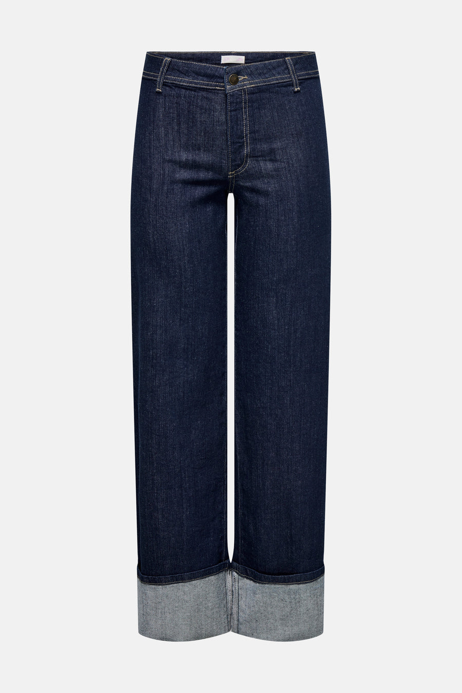 Wijde jeans in donkerblauw denim van JDY met omgeslagen zomen.
