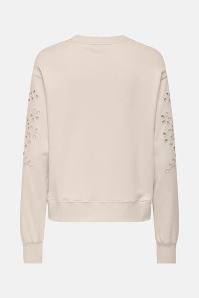 Beige rondehals sweatshirt van JDY met bloemenpatroon uitgesneden details op de mouwen.