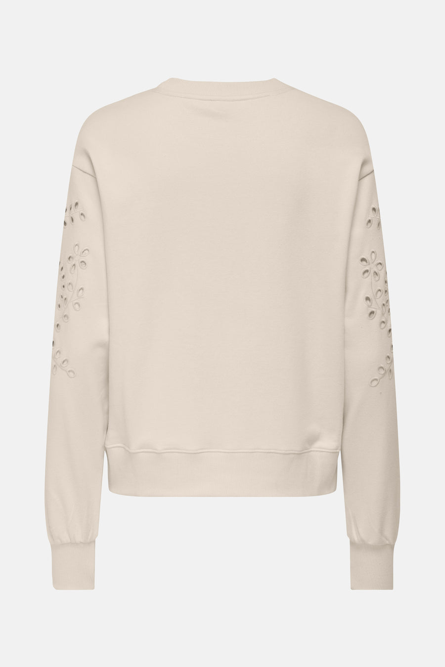 Beige rondehals sweatshirt van JDY met bloemenpatroon uitgesneden details op de mouwen.