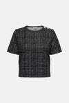Zwart T-shirt met korte mouwen van JDY, met een getextureerd geruit patroon.
