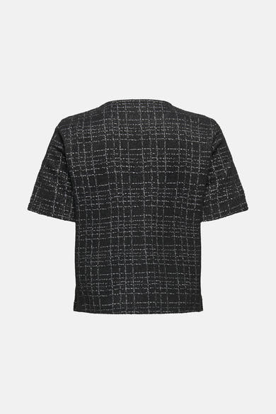 T-shirt noir à manches courtes de JDY, avec motif à carreaux texturé.

