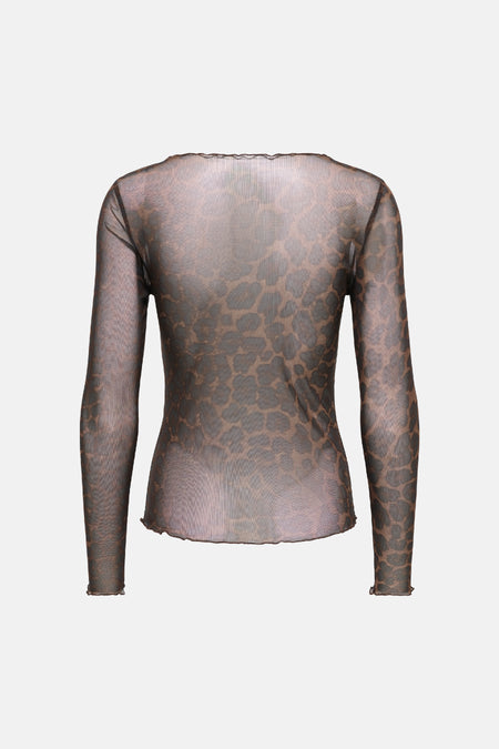 T-shirt JDY à manches longues marron à motif léopard, vue de face