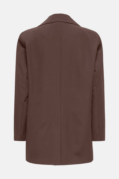 Blazer brun structuré par ONLY®, vue arrière, coupe droite, col classique, tissu lisse uni