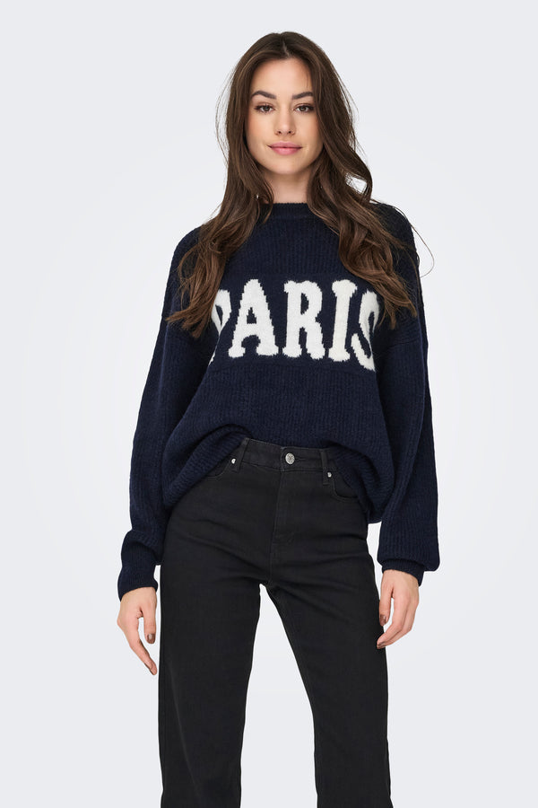 Pull col rond Bleu - ONLY®