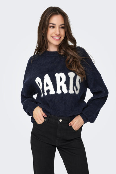 Pull col rond Bleu - ONLY®