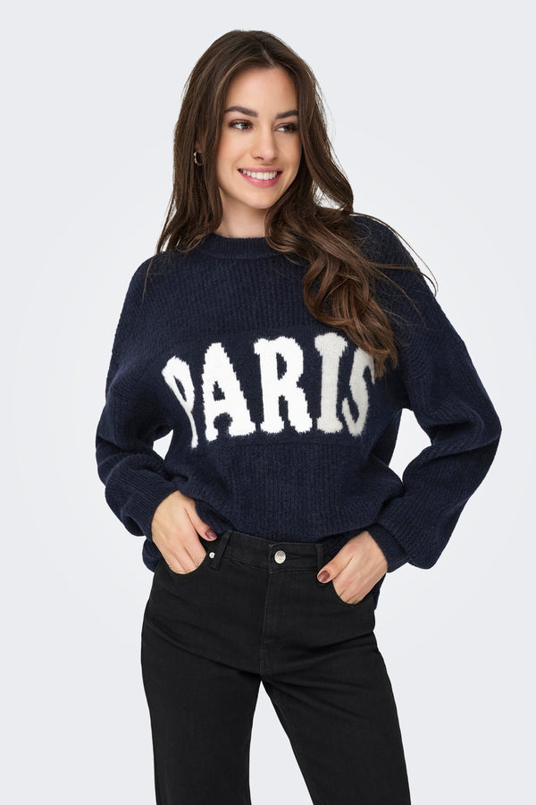 Pull col rond Bleu - ONLY®