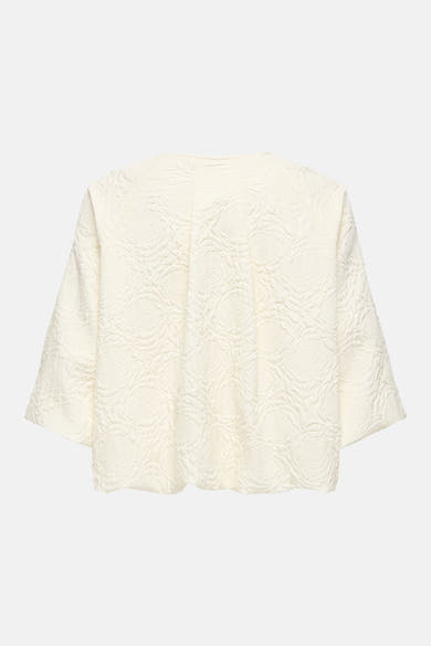 Veste courte blanc cassé de ONLY® avec motifs floraux texturés en relief, vue de dos.