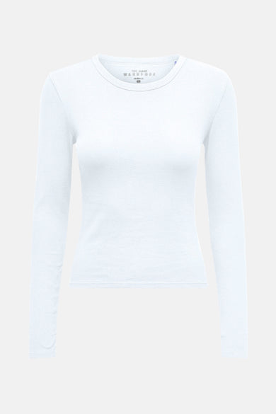 Witte T-shirt met lange mouwen van ONLY®, in fijne ribgebreide stof.
