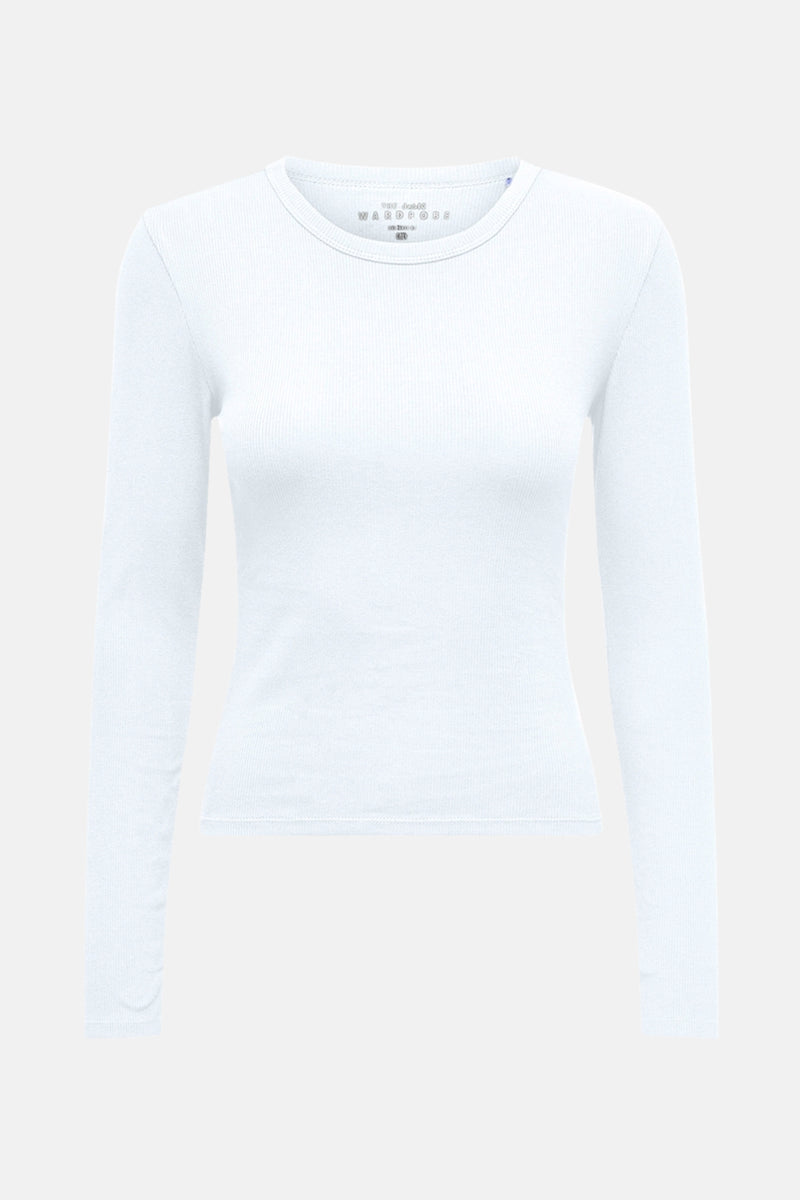 Witte T-shirt met lange mouwen van ONLY®, in fijne ribgebreide stof.