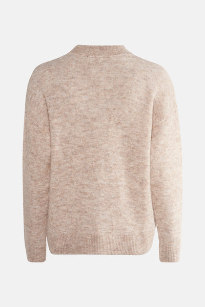 Beige ronde hals trui van JDY, met een zachte textuur en een licht opstaande kraag.